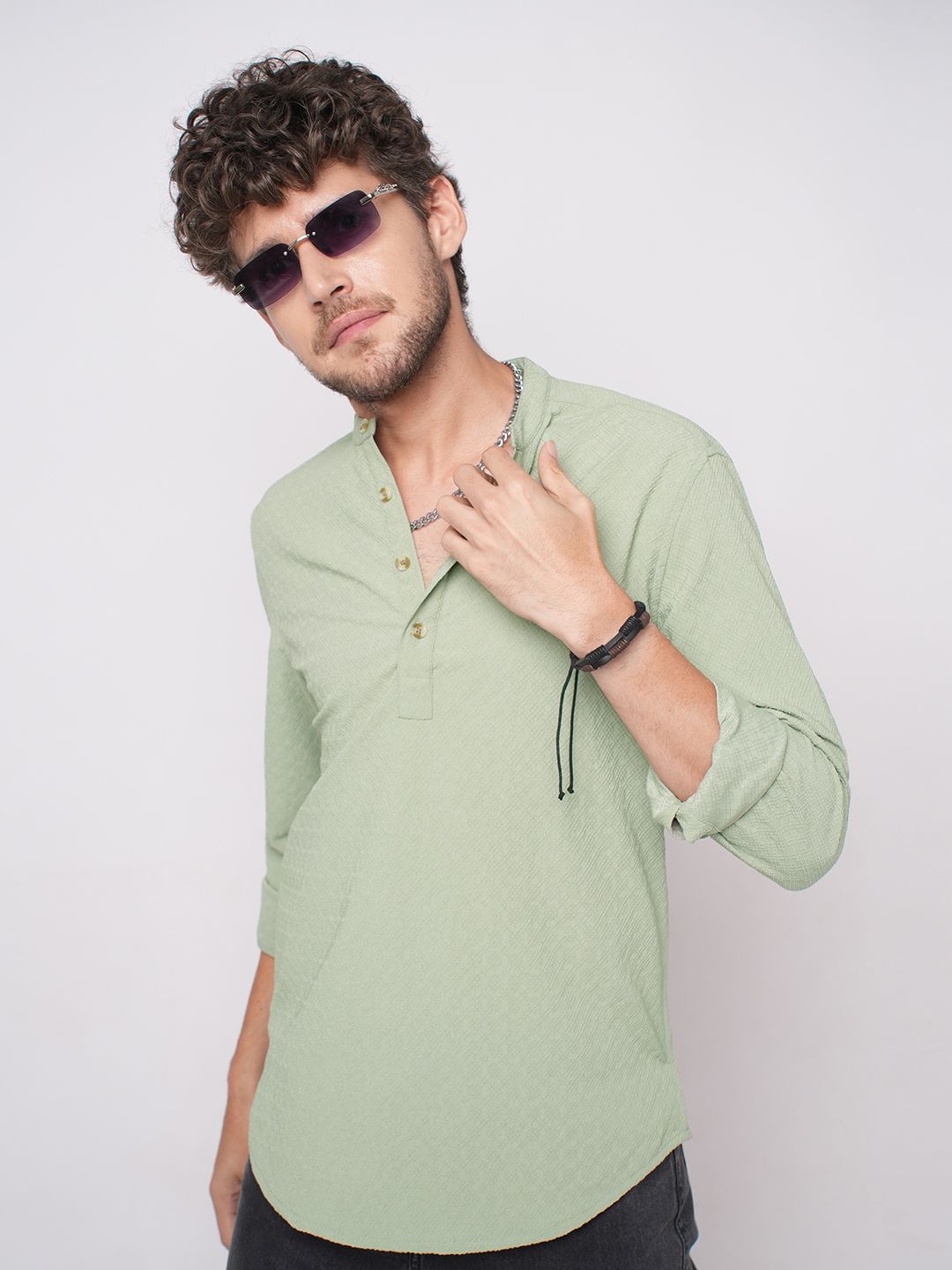VASTRADO Men Jacquard Timeless Textured Kurta