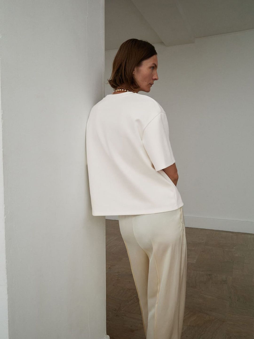 Drop-Shoulder Sleeves Knitted Boxy T-shirt