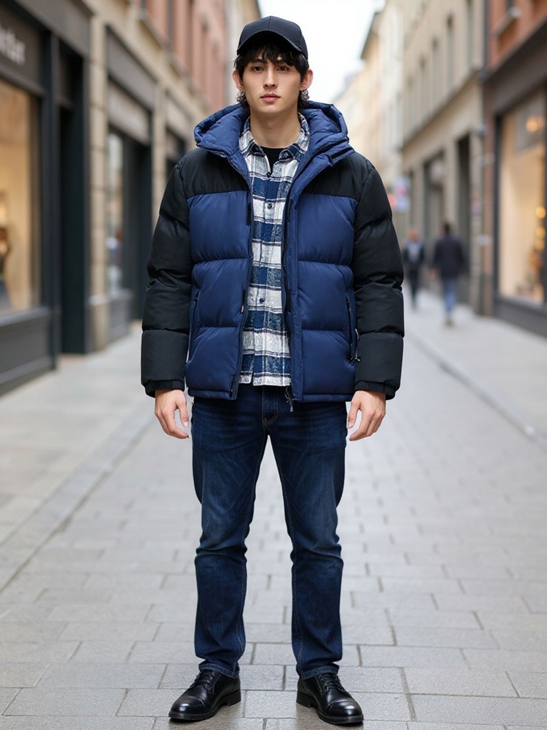 Mast & Harbour Colourblocked Shawl Collar Padded Jacket