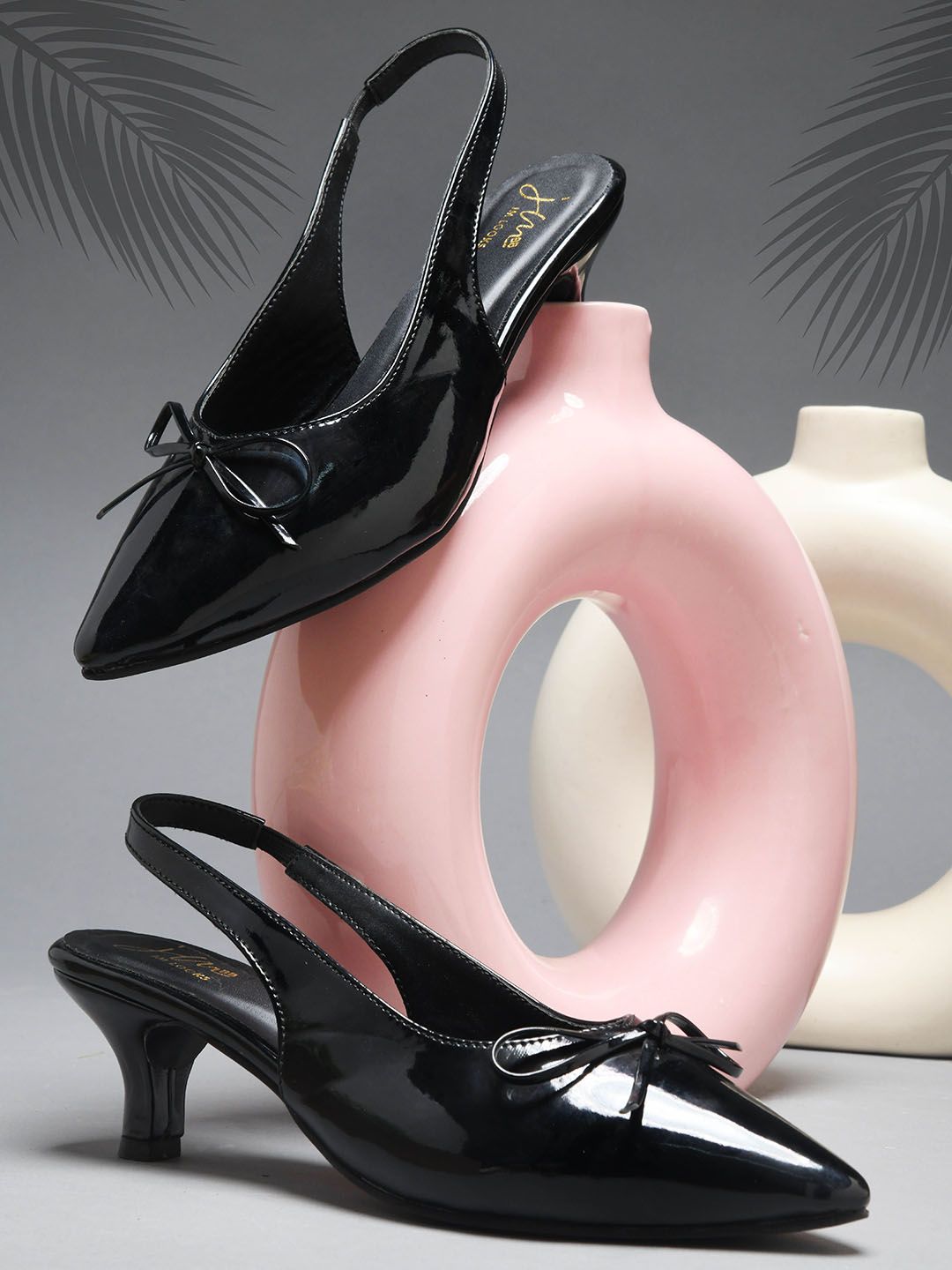 JM Looks Women Pointed Toe Kitten Heels Slingback Pumps With Bows