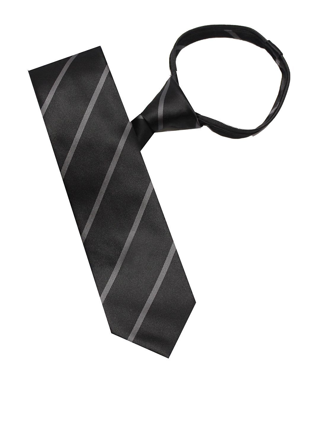 Leonardi Men Striped Skinny Zipper Tie