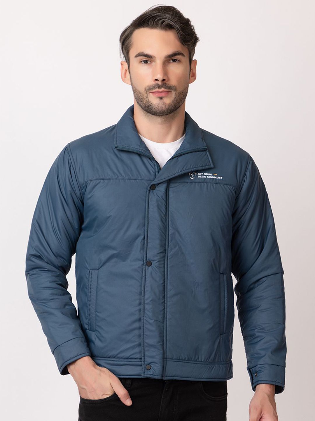 Seapen Men Stand Collar Solid Lightweight Padded Jacket