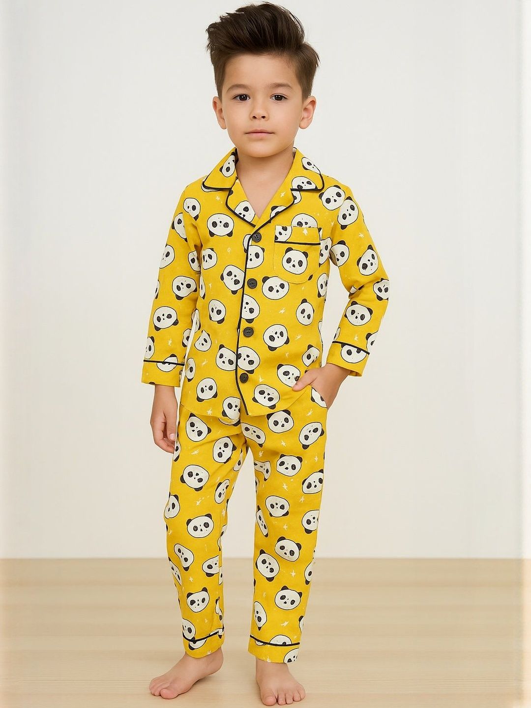 Thelittlebunny Unisex Kids Cotton Checked Night suit