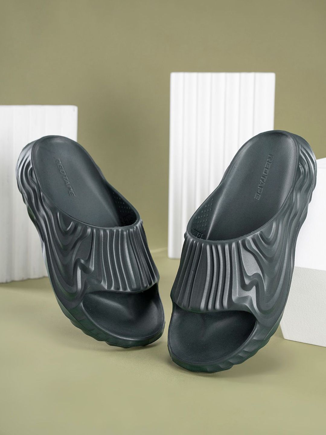 Red Tape Cushioned Footbed Sliders Flip Flops