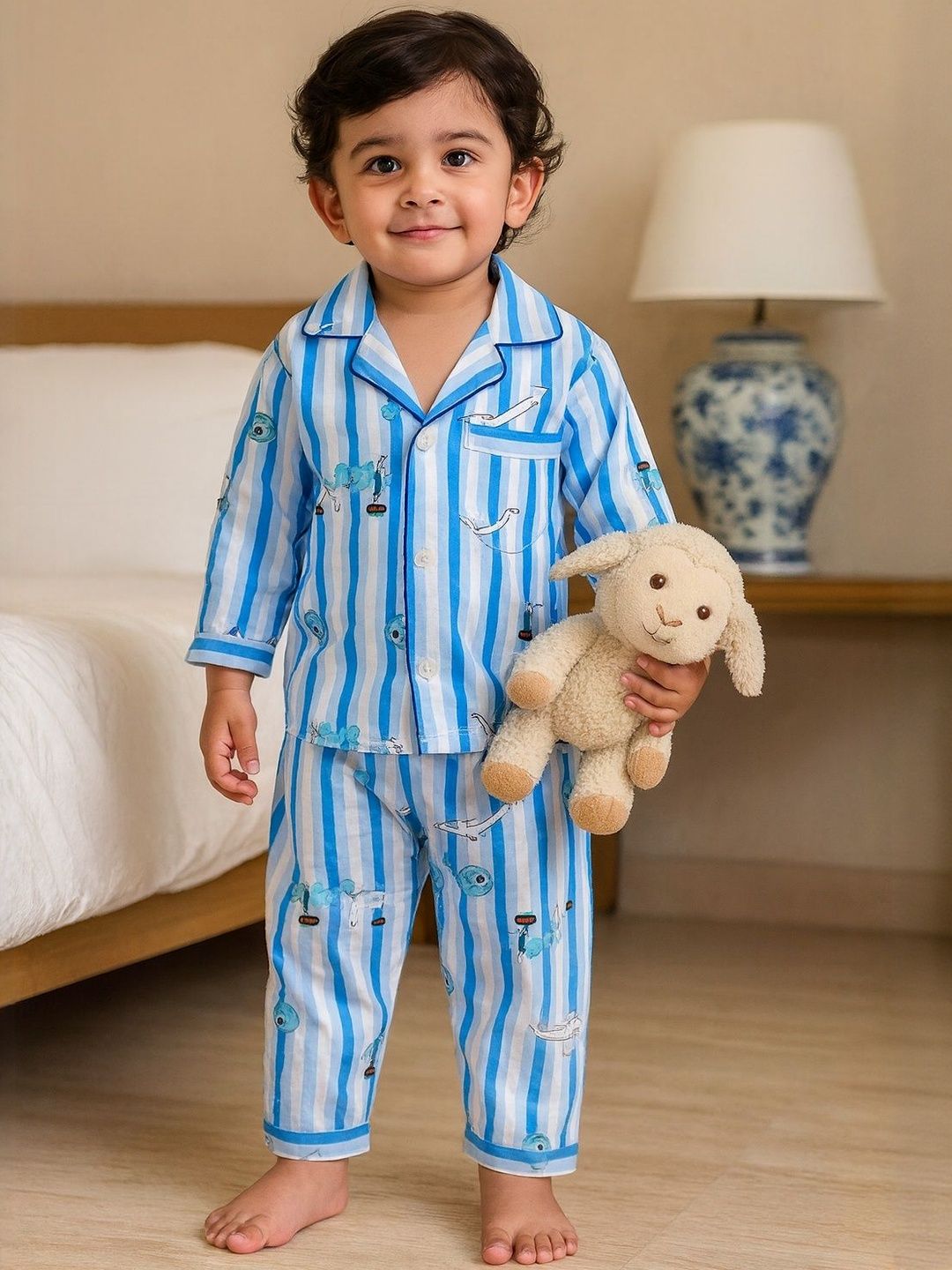 Thelittlebunny Kids Striped Cotton Night suit