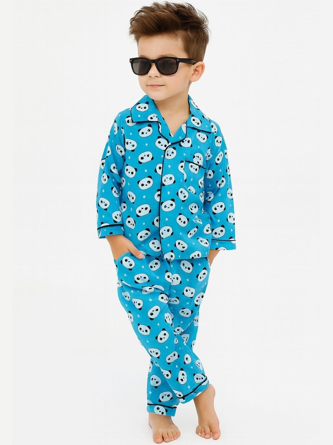 Thelittlebunny Unisex Kids Checked Night suit