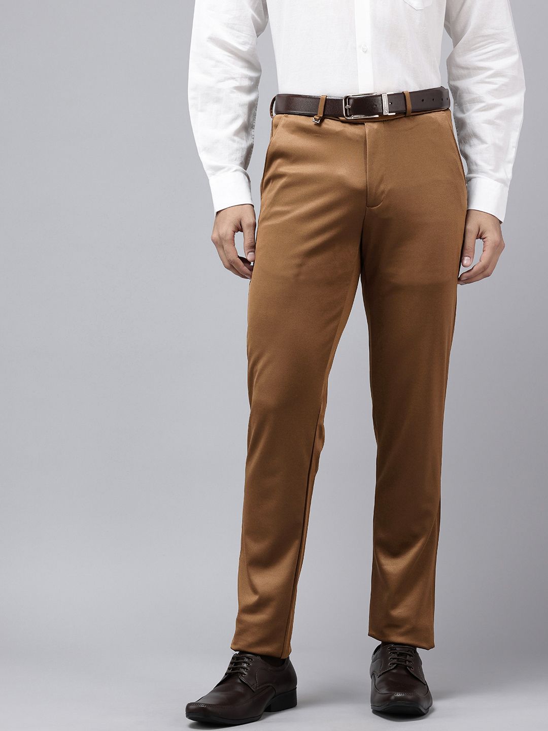 Van Heusen Men Textured Ultra Slim Fit Formal Trousers