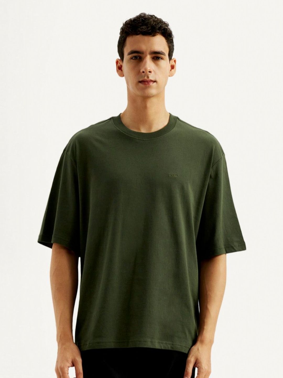 Levis Men Solid Round Neck Pure Cotton Oversized T-shirt