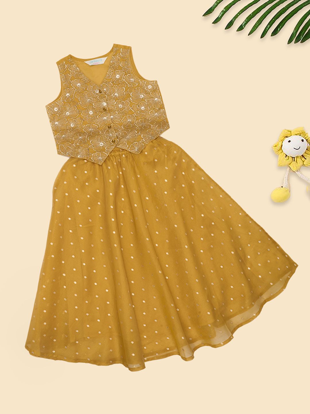 AKKRITI BY PANTALOONS Girls Embroidered Sequinned Ready To Wear Lehenga & Choli