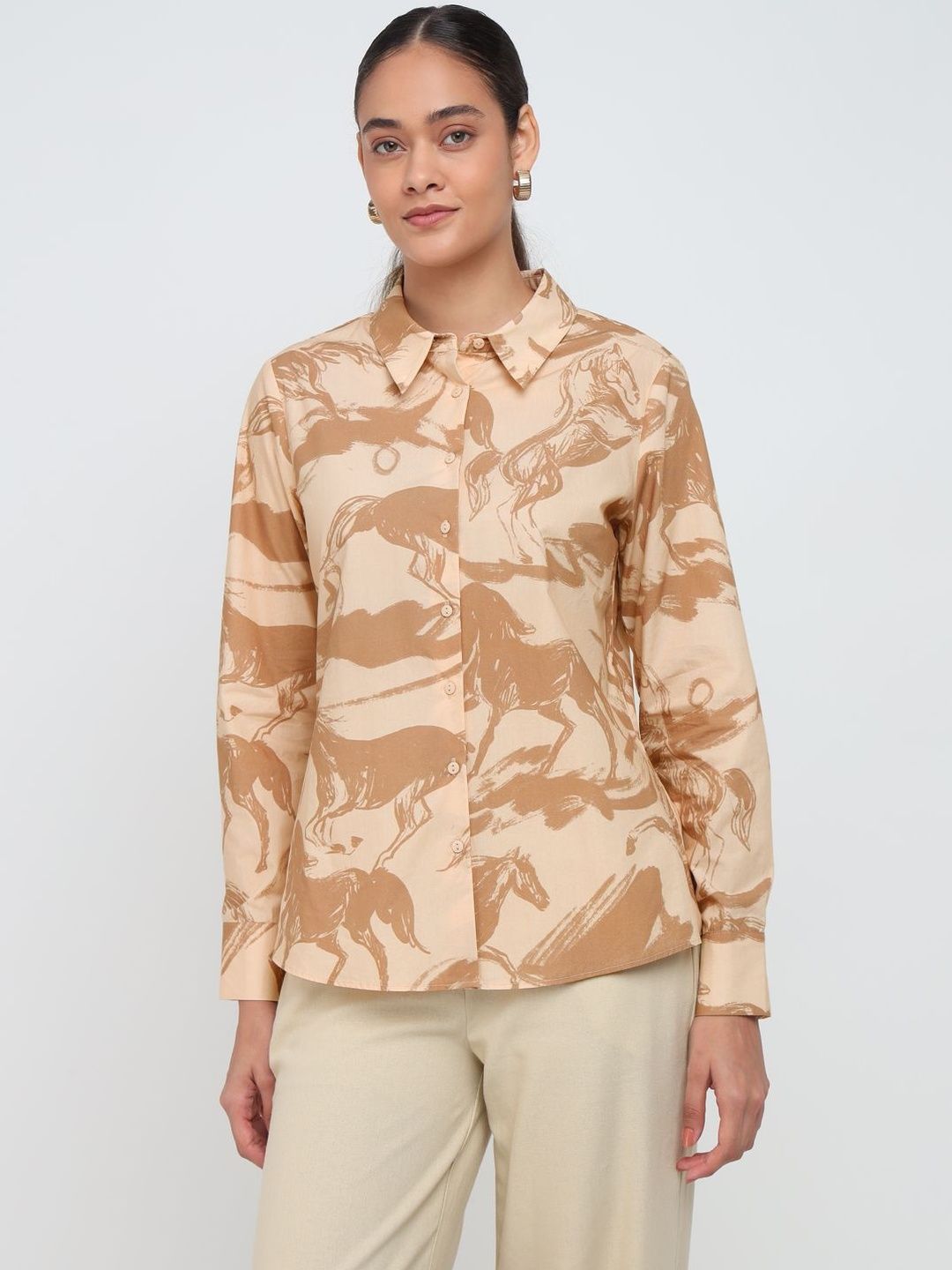 Printed Shirt Style Top COVER STORY Women Animal Printed Shirt Style Top