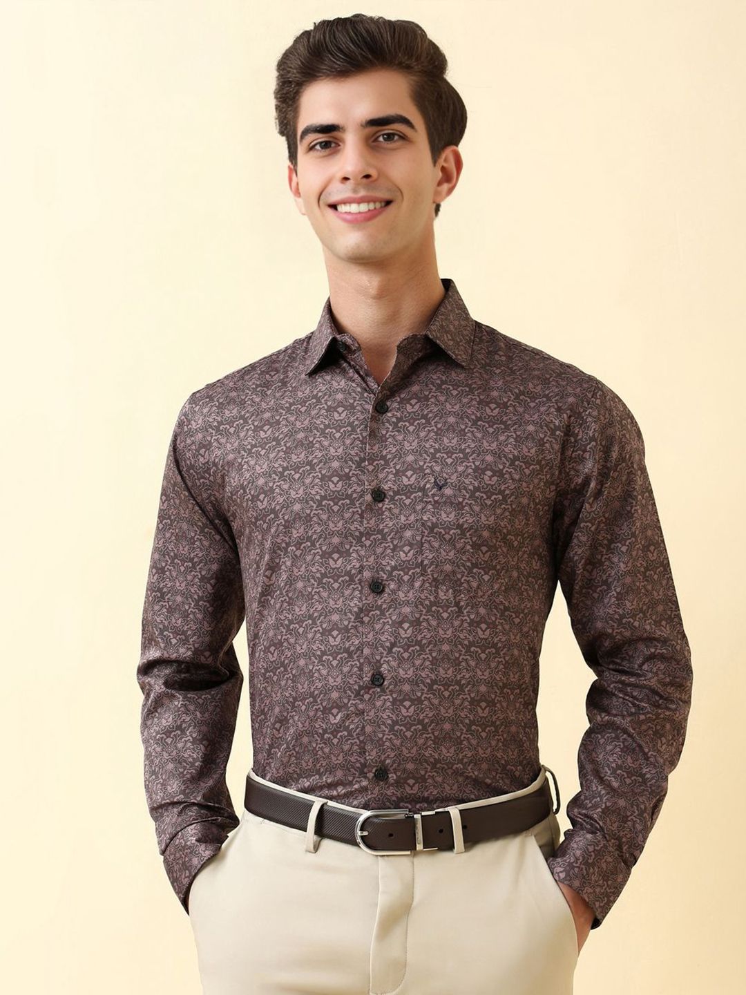 Allen Solly Men Slim Fit Floral Printed Spread Collar Pure Cotton Formal Shirt