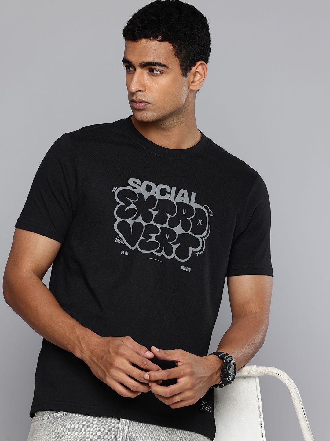 Flying Machine Typography Printed T-shirt