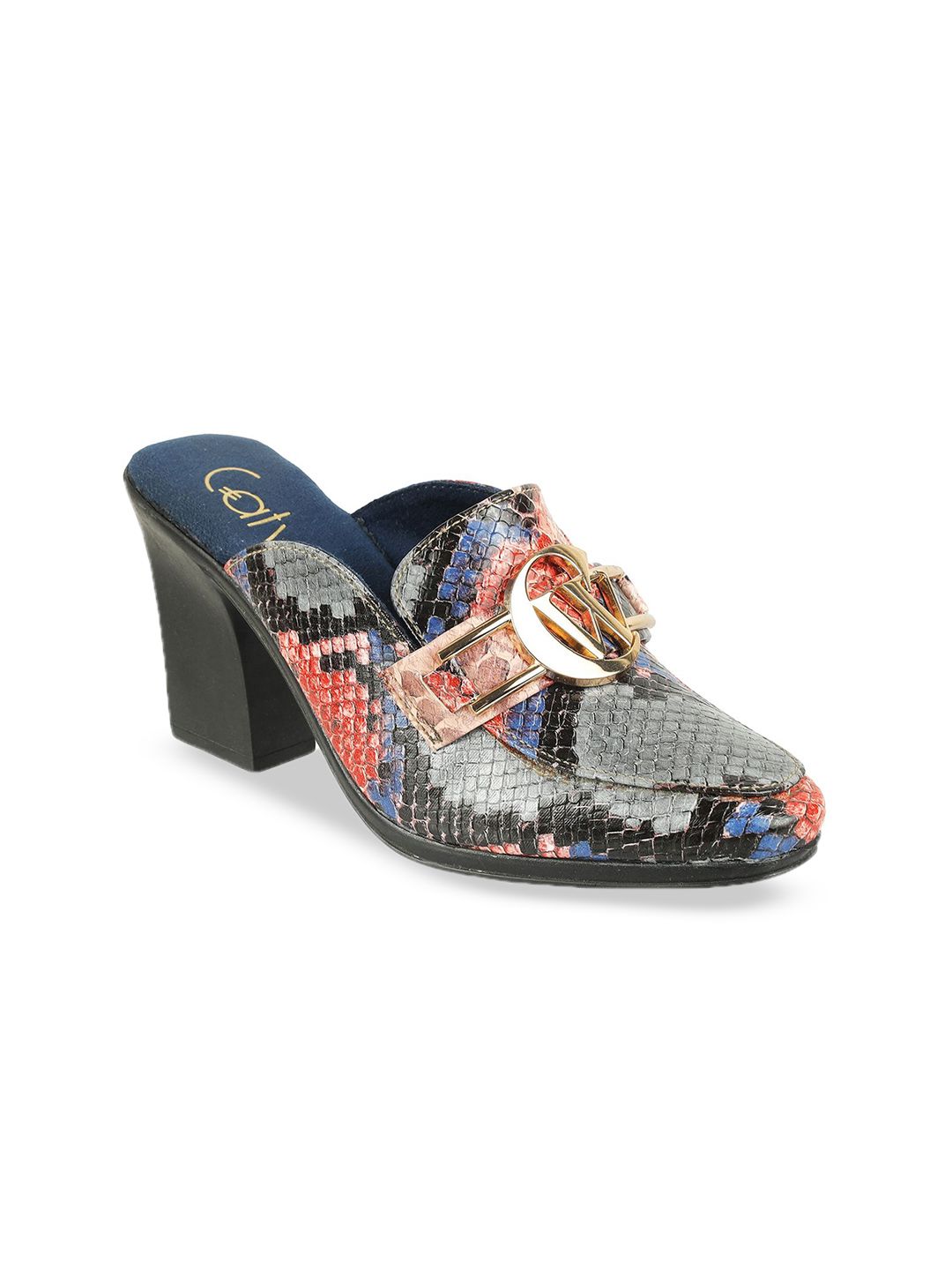 Catwalk Catwalk Textured Animal or Skin Print Block Mules