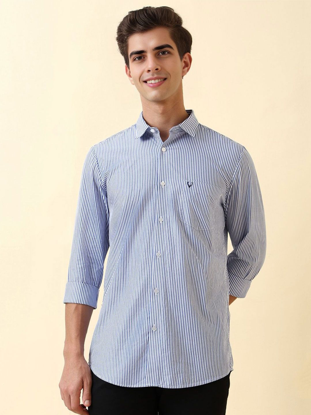 Allen Solly Allen Solly Men Slim Fit Vertical Striped Spread Collar Pure Cotton Casual Shirt