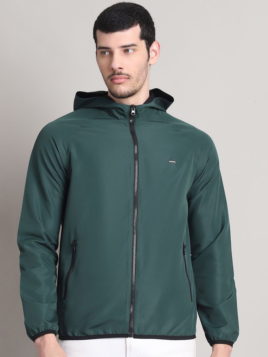 HOUSE OF VEDAS Men Hooded Solid Windcheater Sporty Jacket