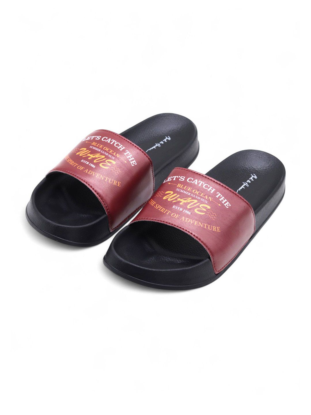 Mast & Harbour Men Printed Cushioned Footbed & Anti-Slip Sole Sliders