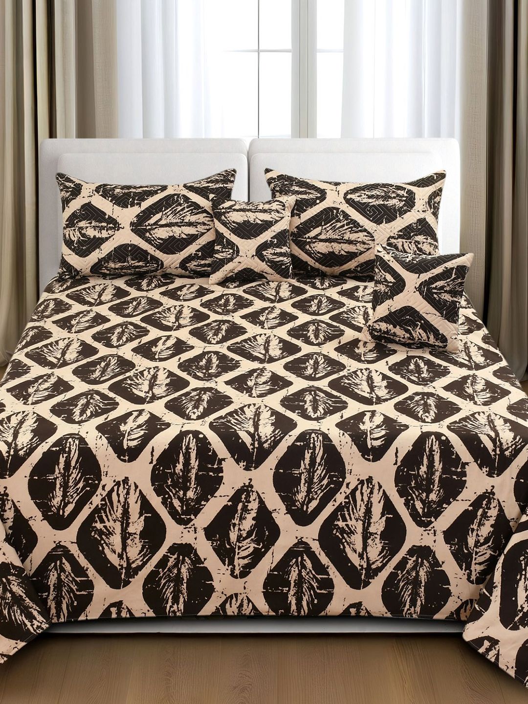 Homio Homio  Maple Black Cotton King Bedsheet Set 2.28 x 2.28m