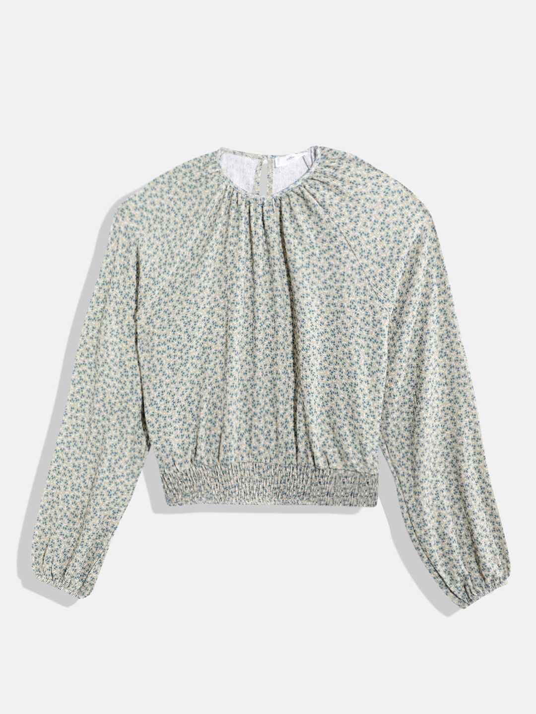 Mango Kids Girls Floral Print Smocked Blouson Top