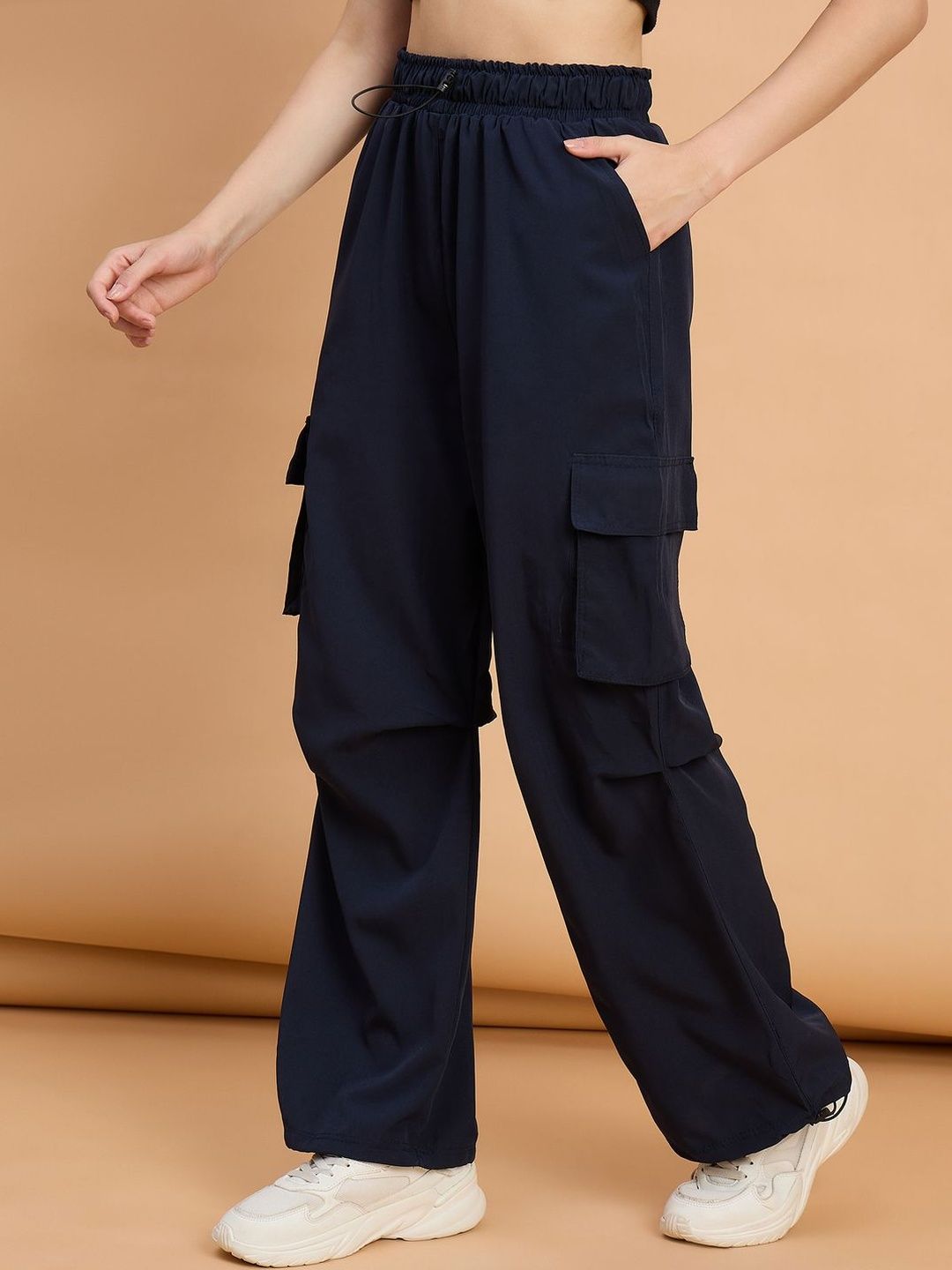 Roadster Roadster Women Navy Loose Fit Parachute Trousers