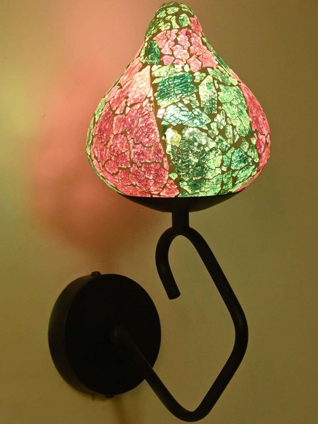 1ST TIME Pink & Blue Printed Glass Traditional Cylinder Wall Lamps Wall Lamps