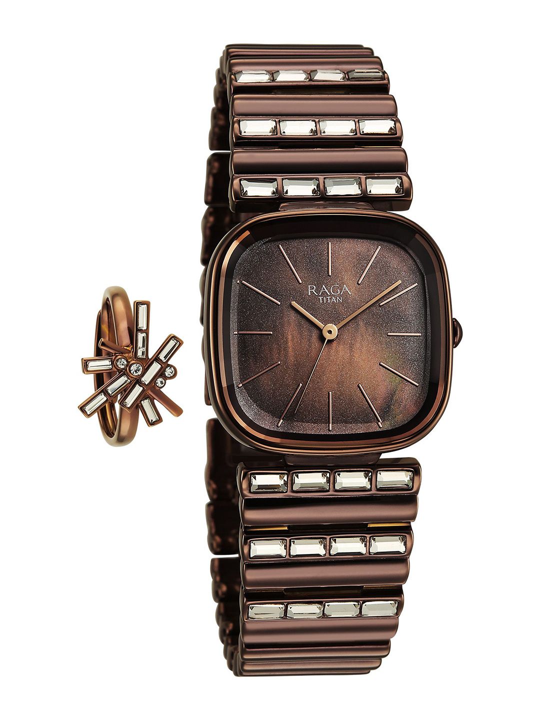 Raga Glimmers Quartz Brown Shaped Dial Watch - 95339QM01F