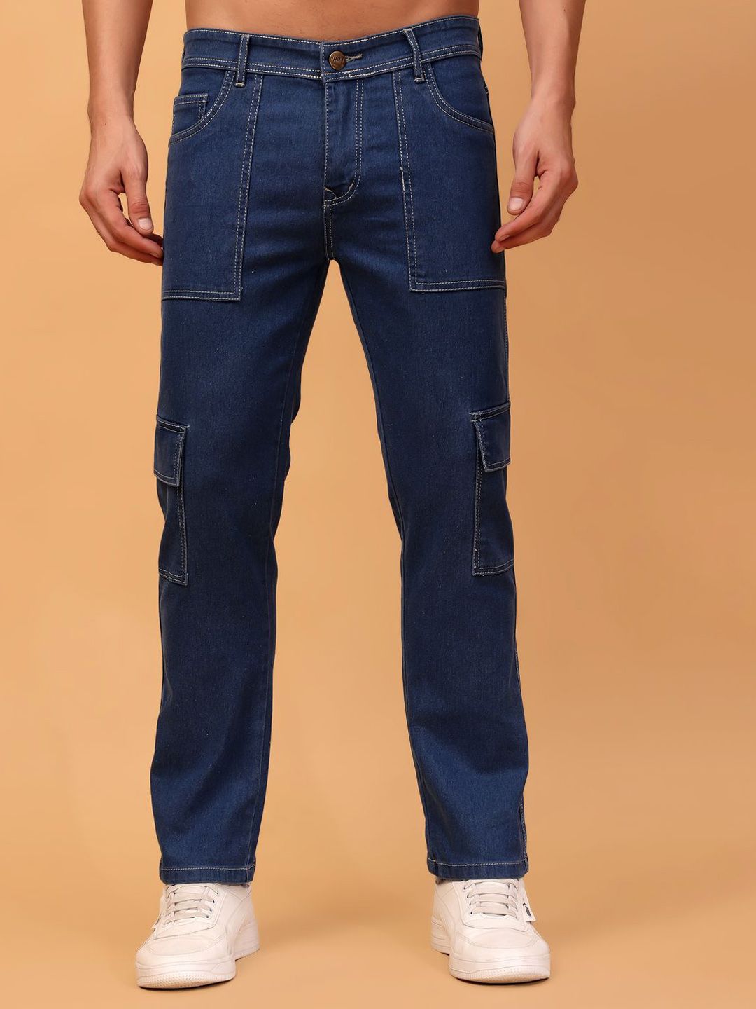 PRJ IN STYLE Men Regular Fit Mid-Rise Denim Cargos Jeans