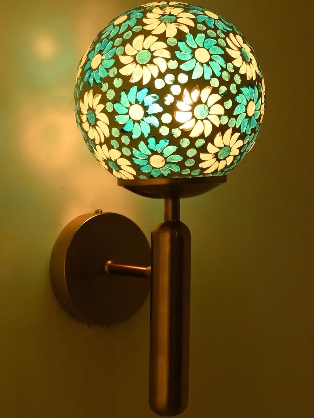 1ST TIME Blue & White Printed Glass Traditional Cylinder Wall Lamps Wall Lamps