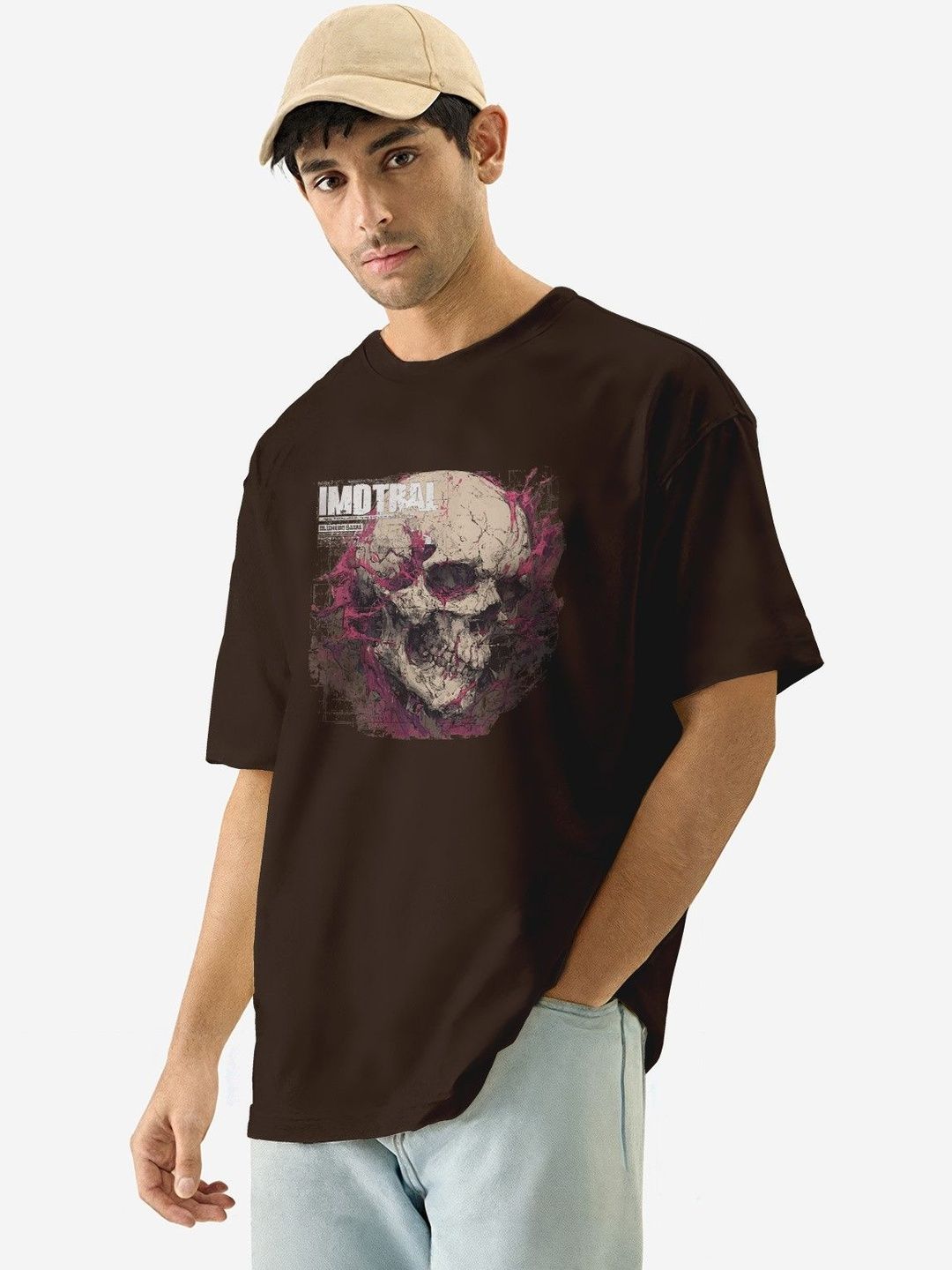 TOGS & TERRE Men Graphic Printed Round Neck Cotton Oversized T-shirt