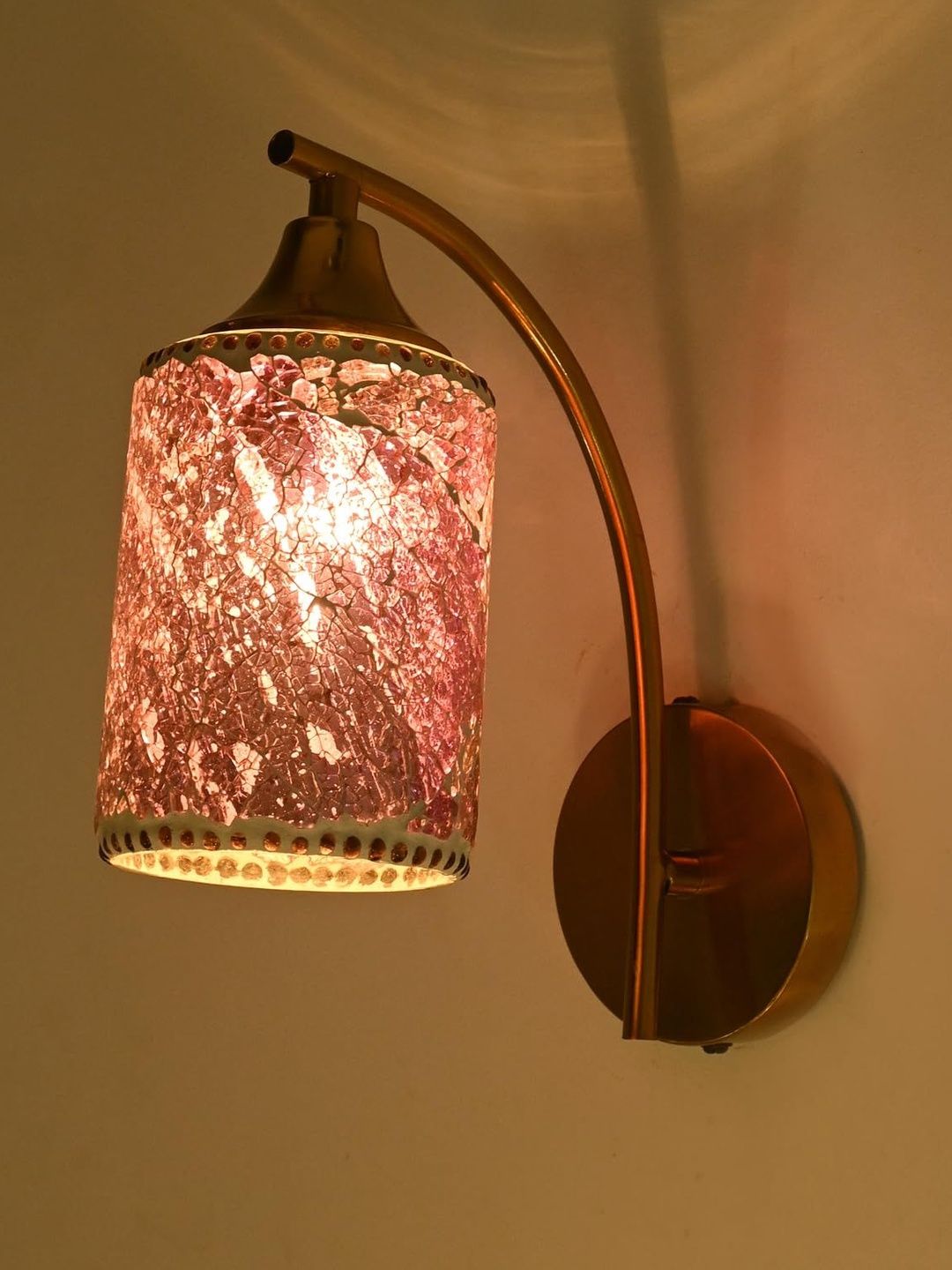1ST TIME Pink Printed Traditional Cylinder Wall Lamp