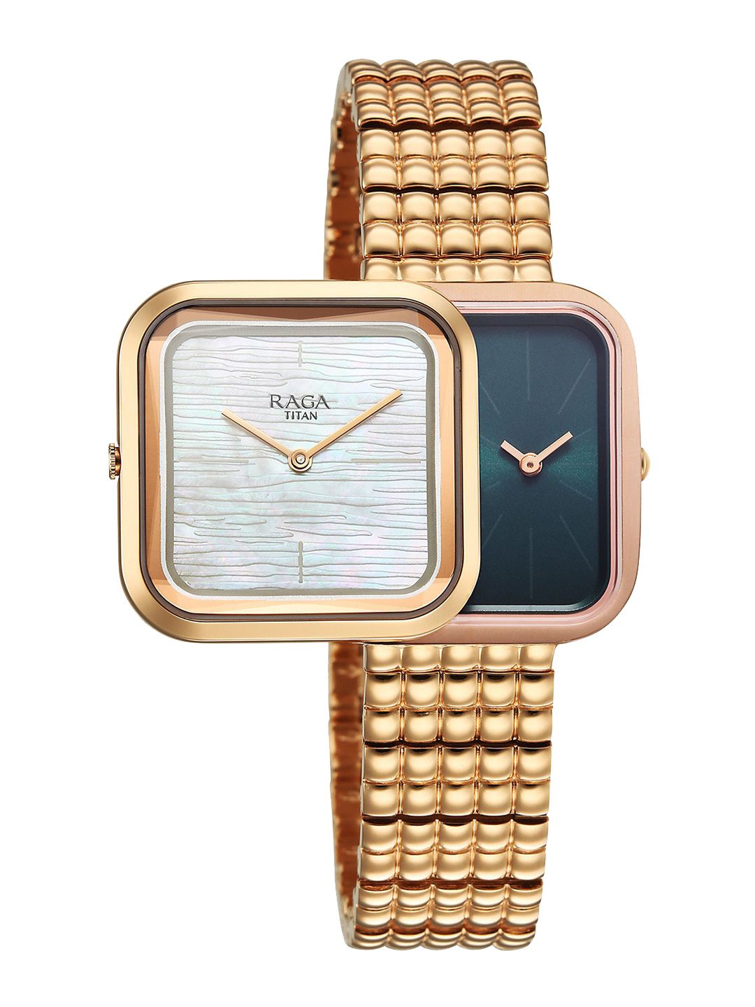 Brass Dial & Stainless Steel Straps Analogue Watch 95343WM01