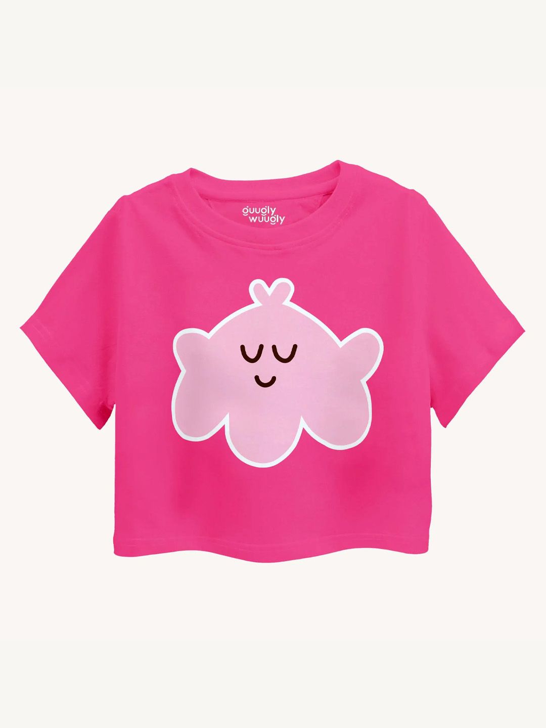 Guugly Wuugly Girls Super Soft Combed Compact Octosmile Prtinted Cotton Crop Top