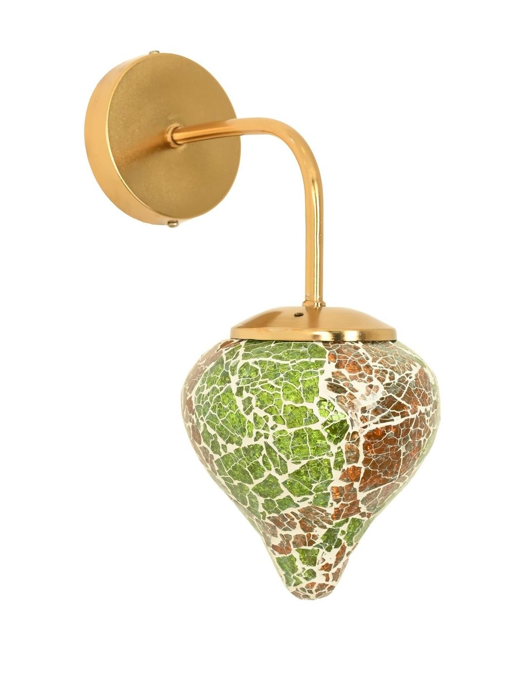 1ST TIME Green & Gold-Toned Printed Cylinder Shaped Wall Lamp