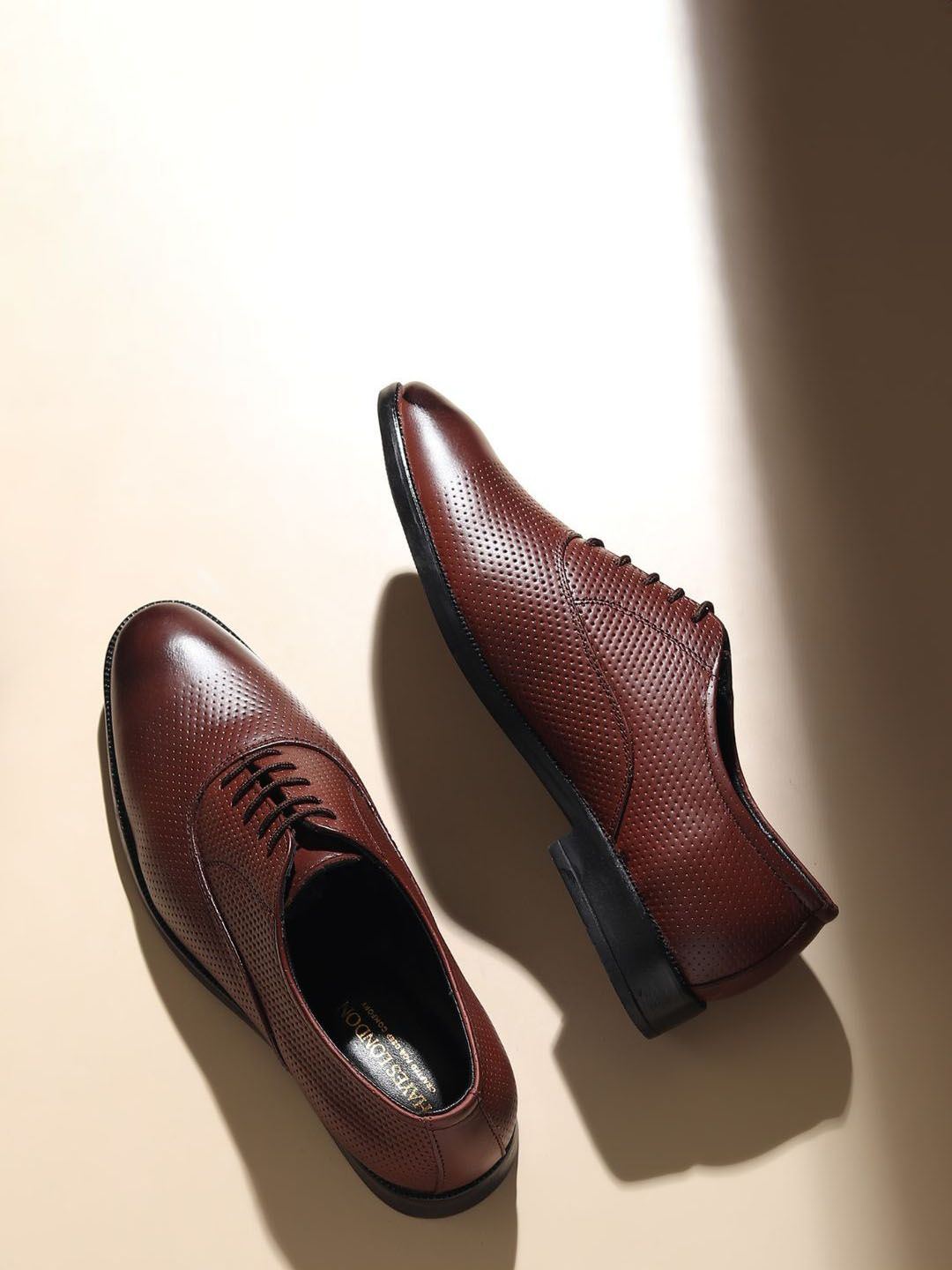 Hayes London Men Textured Lace-Ups Leather Formal Oxfords