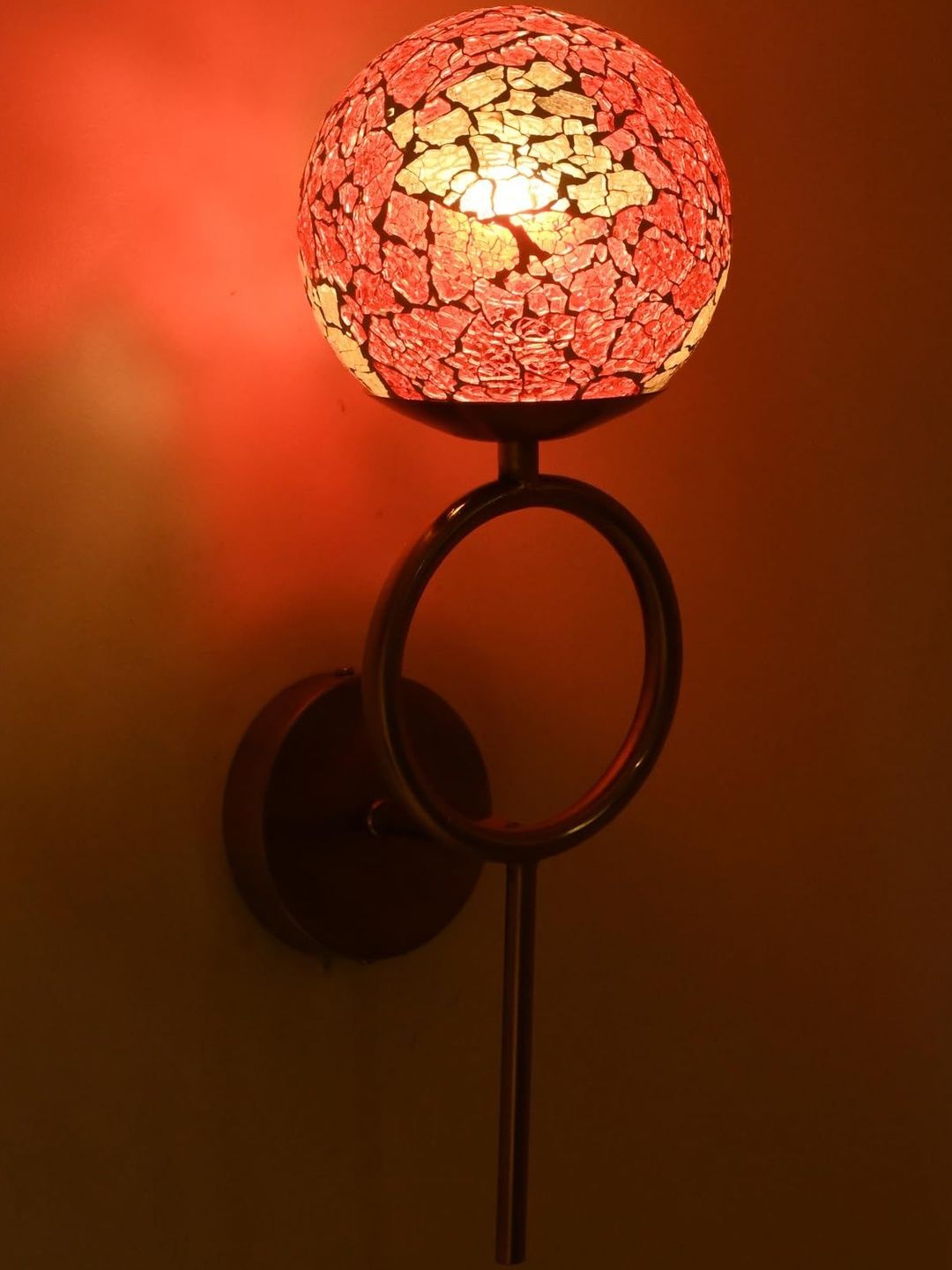 1ST TIME Red & White Printed Glass Traditional Cylinder Wall Lamps Wall Lamps