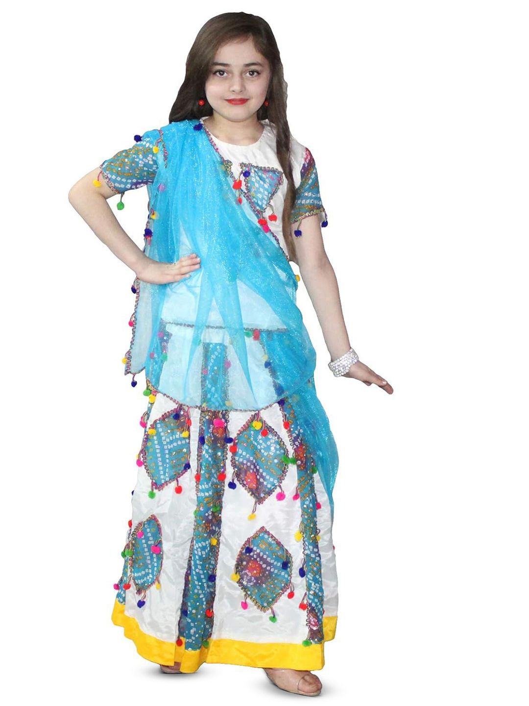 Kaku Fancy dresses Girls Lehenga Choli With Dupatta Radha Costume Set