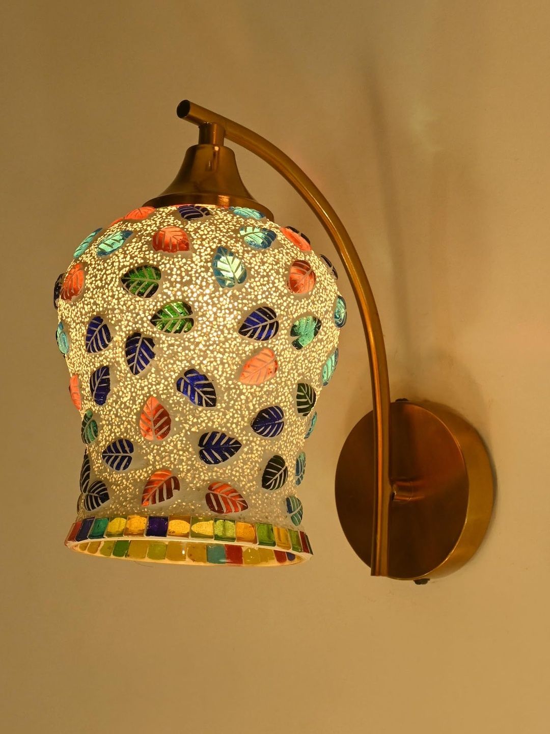 1ST TIME Multicoloured Printed Glass  Cylinder Shaped Wall Lamp