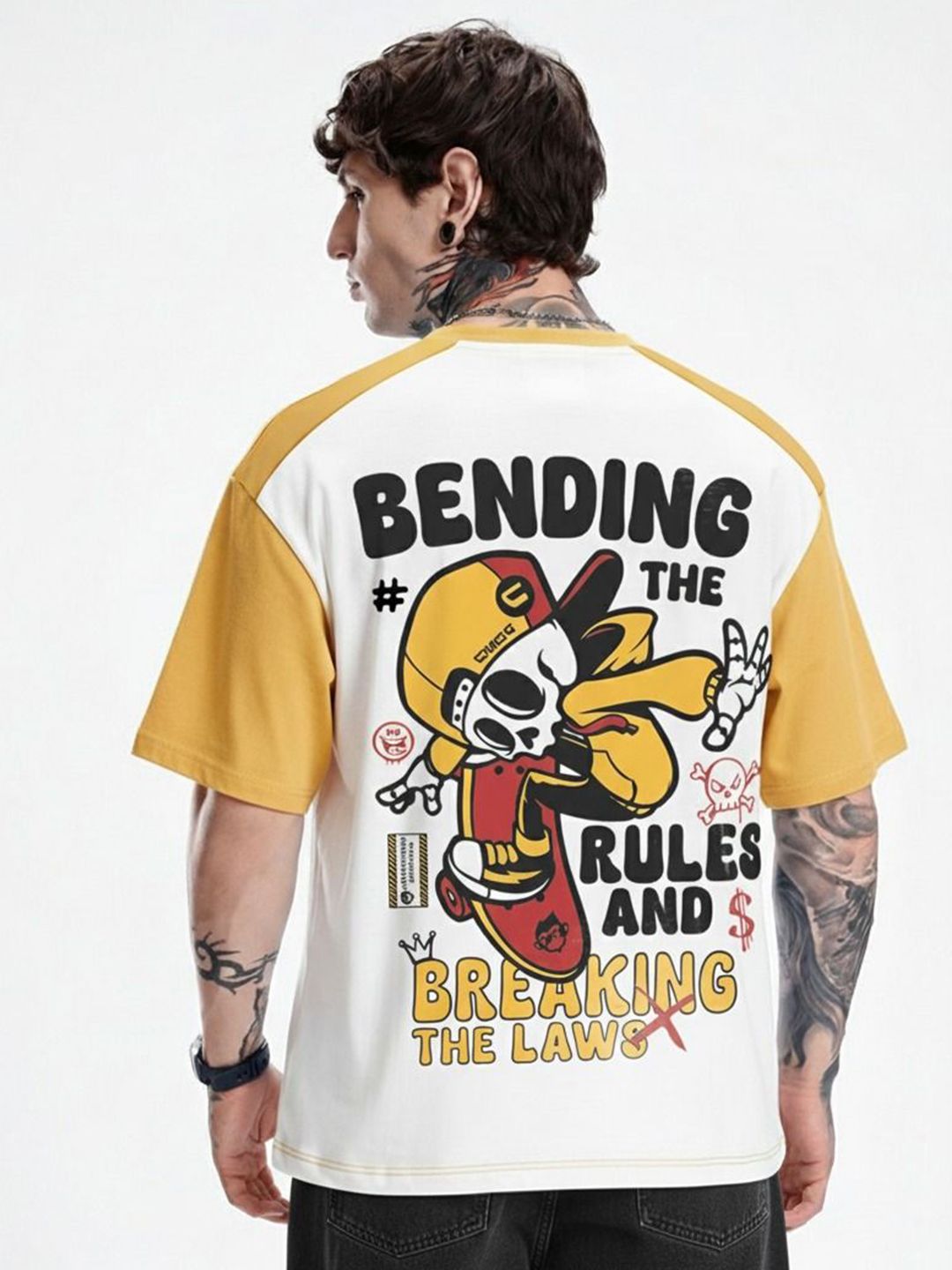 Crazymonk Men Graphic Printed Round Neck Cotton Oversized T-shirt