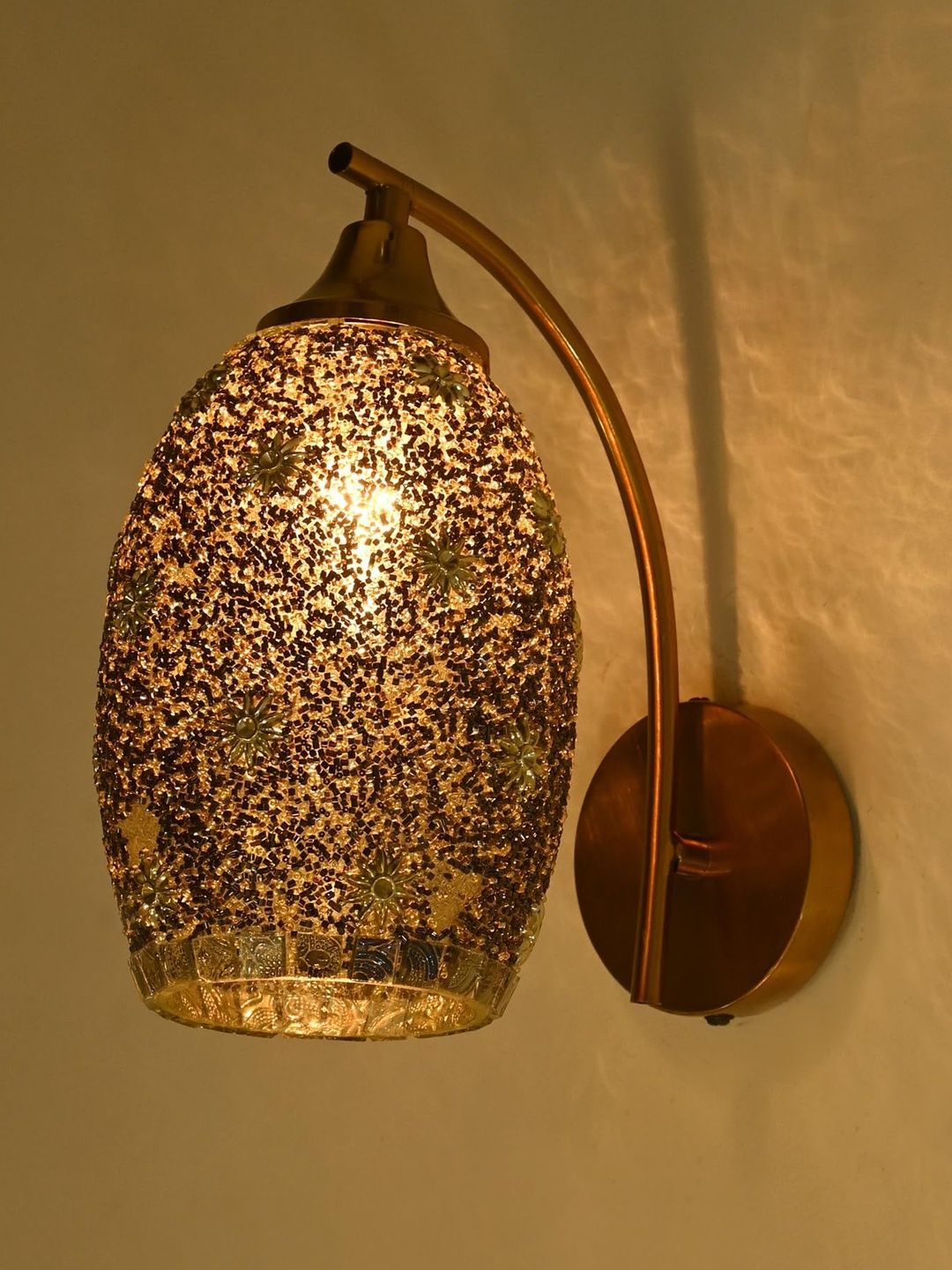 1ST TIME Black & Gold Printed Glass Traditional Cylinder Wall Lamps Wall Lamps