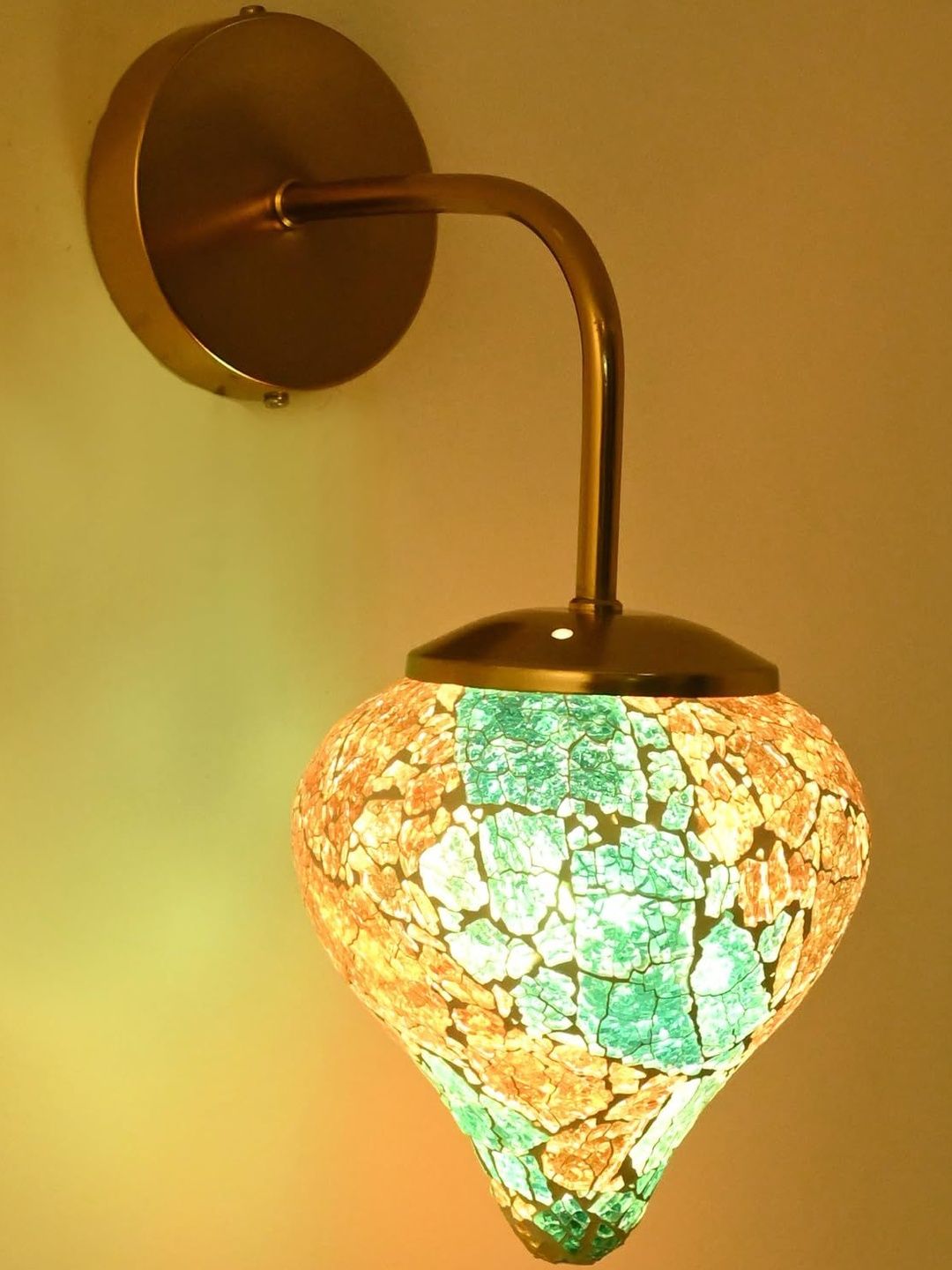 1ST TIME Blue & Orange Printed Glass Bell Shaped Wall Lamp