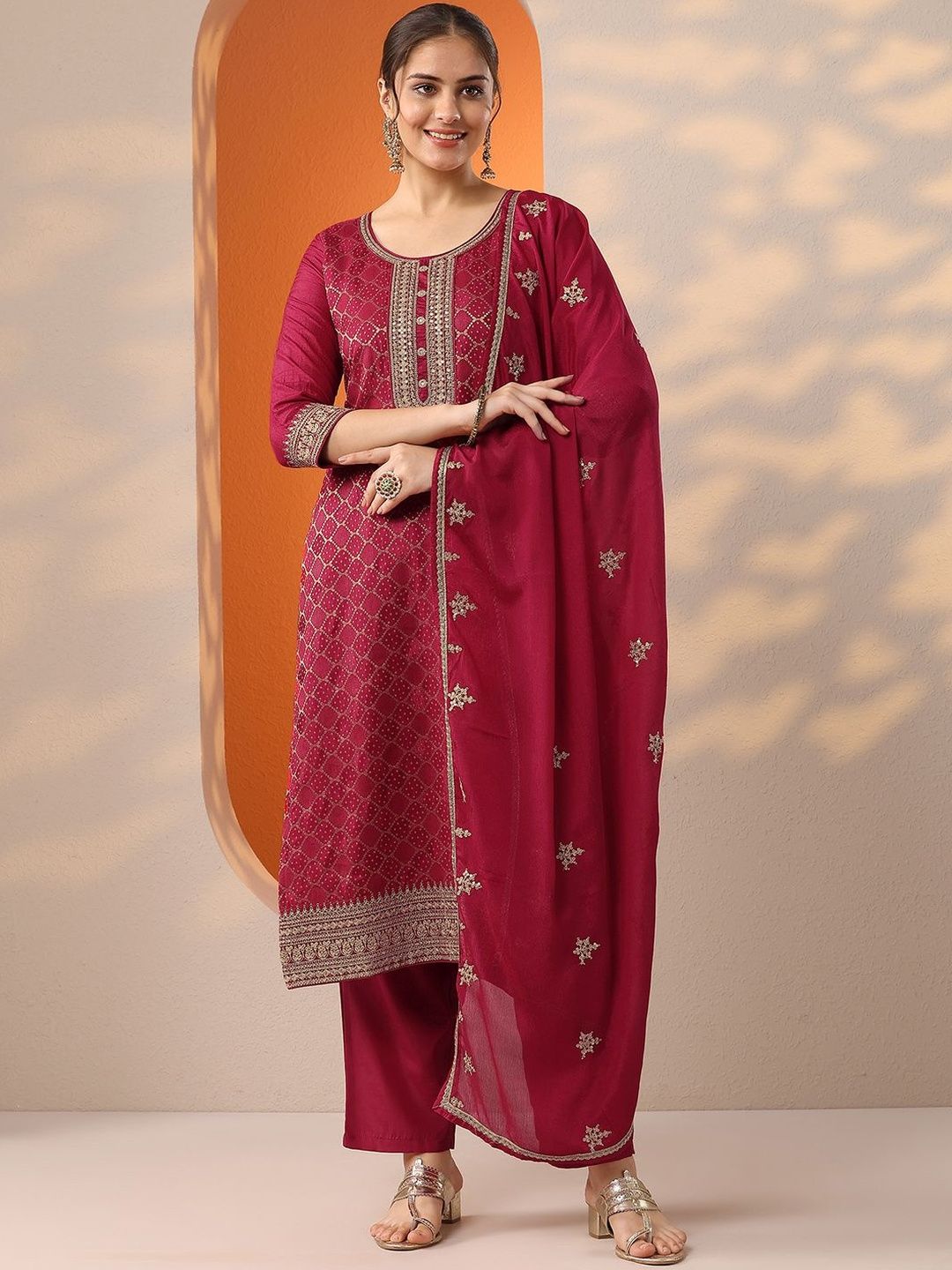 Libas Libas Women Ethnic Motifs Printed Kurta with Trouser & Dupatta