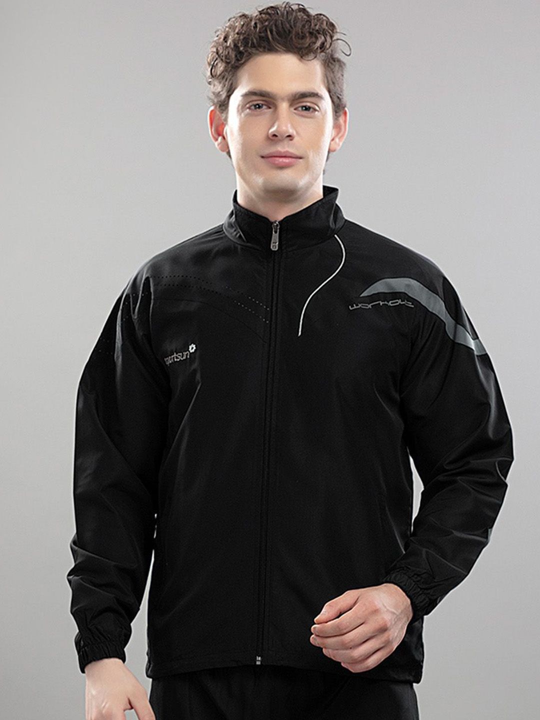 Buy SPORT SUN Men Mock Collar Solid Lightweight Sporty Jacket