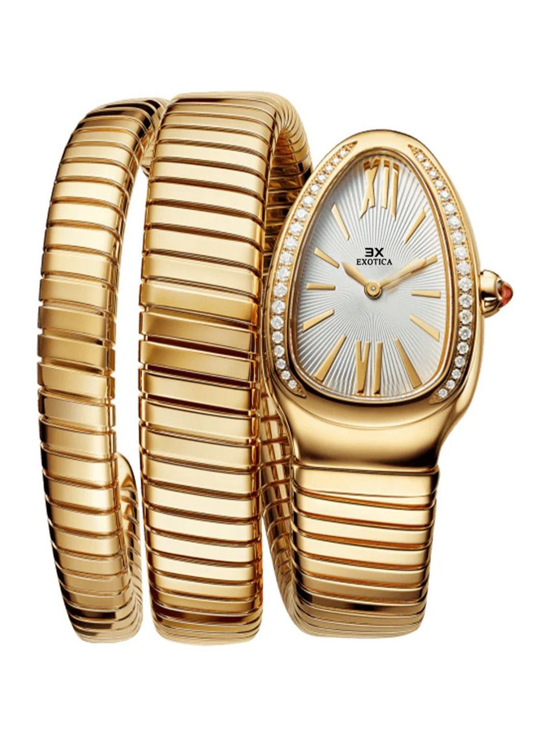 EXOTICA EXOTICA Girls Brass Dial & Stainless Steel Straps Analogue Watch Spiral-001-Gold White