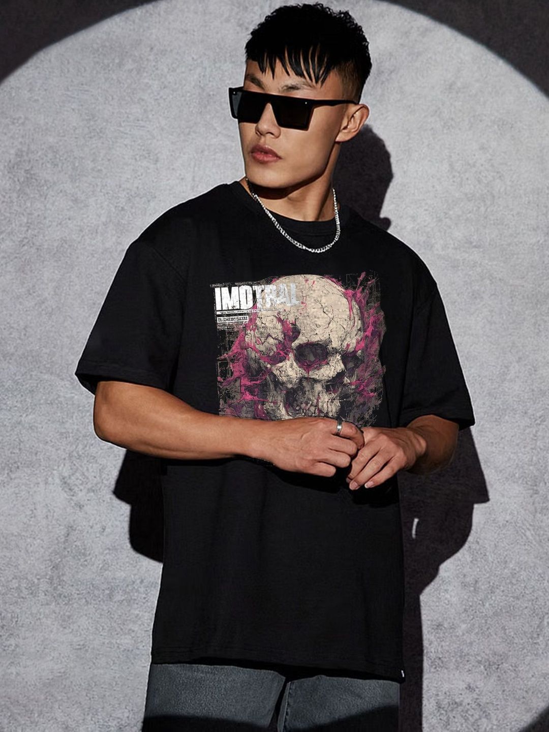TOGS & TERRE Men Graphic Printed Round Neck Cotton Oversized T-shirt