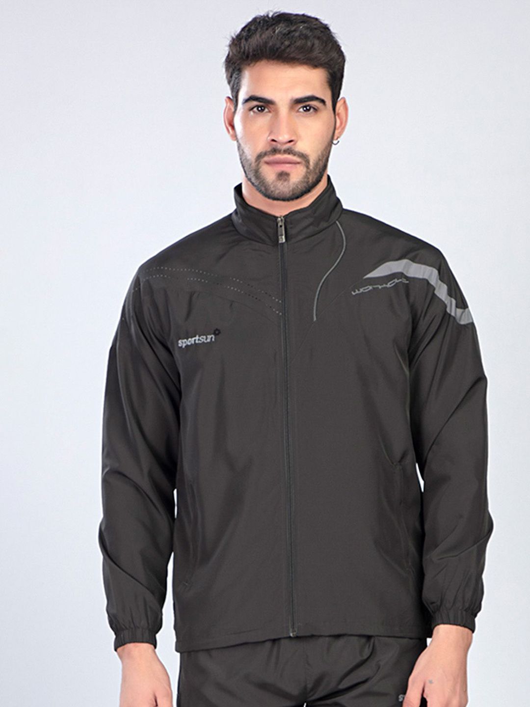 SPORT SUN Men Mock Collar Solid Lightweight Sporty Jacket