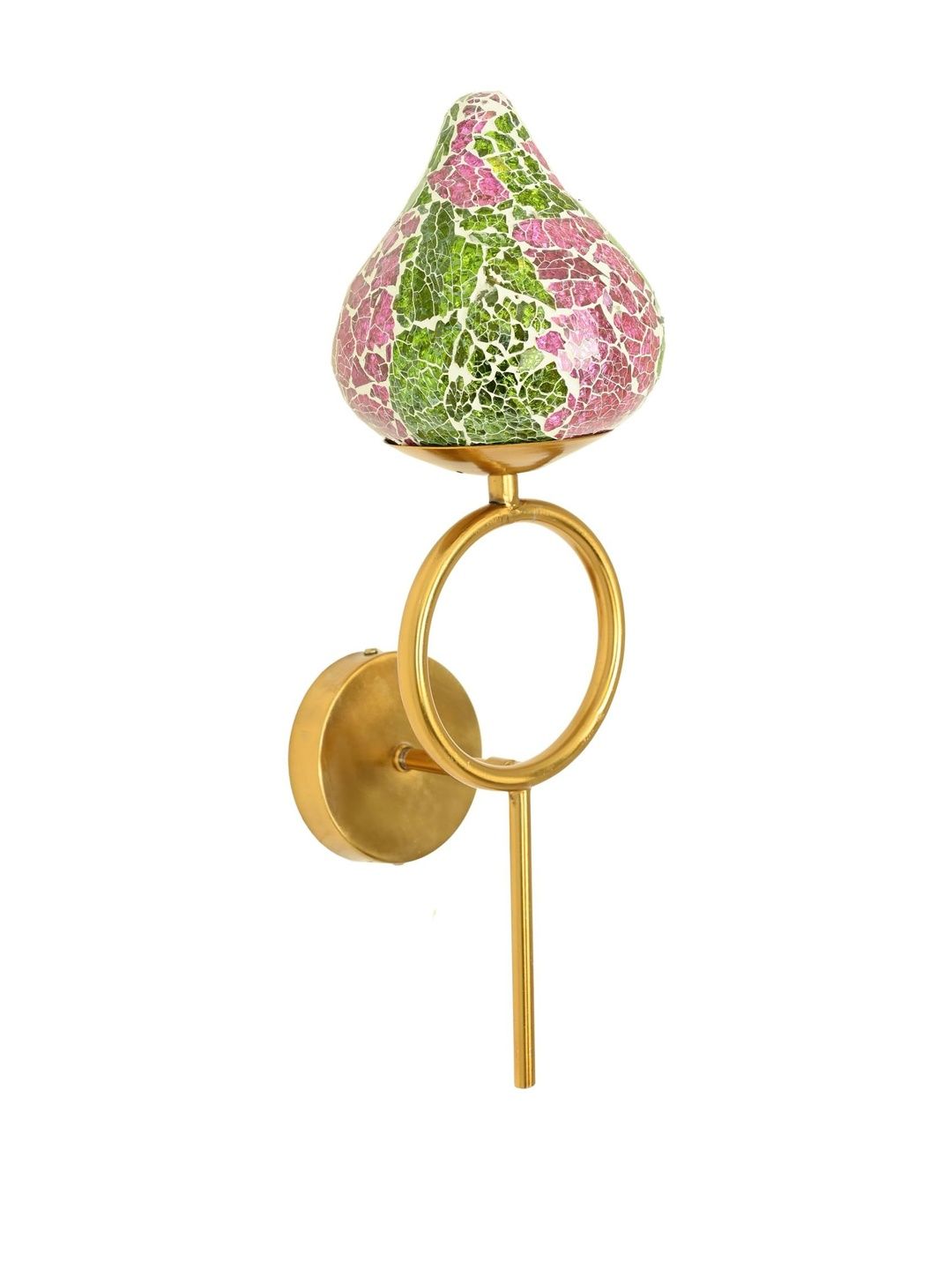 1ST TIME Green & Pink Printed Glass Traditional Cylinder Wall Lamps Wall Lamps
