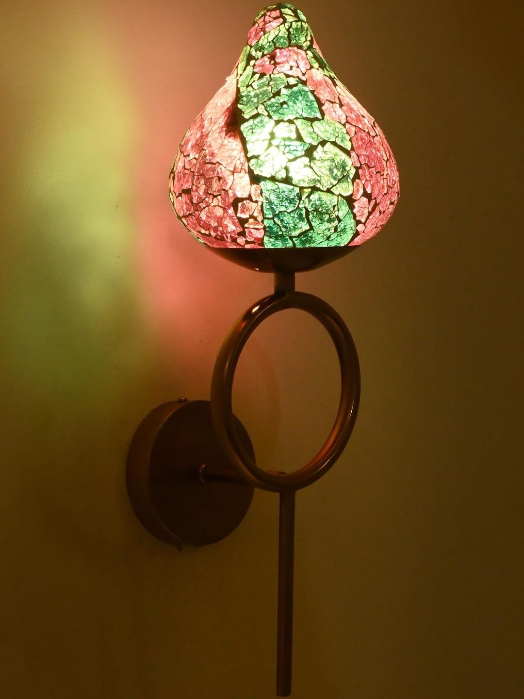 1ST TIME Pink & Blue Printed Glass Cylinder Shaped Wall Lamp