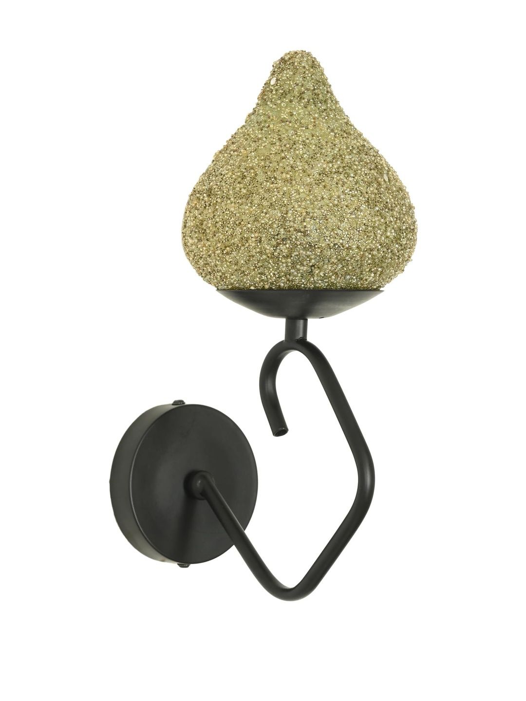 1ST TIME Gold-Toned & Black Printed Bell Shaped Glass Wall Lamp