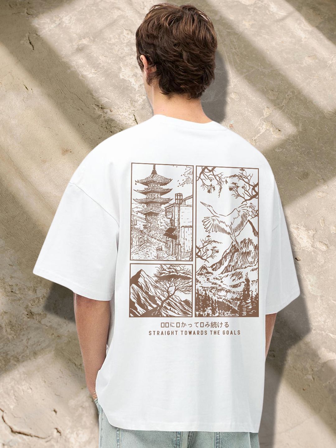 PRONK Men Graphic Printed Round Neck Cotton Oversized T-shirt