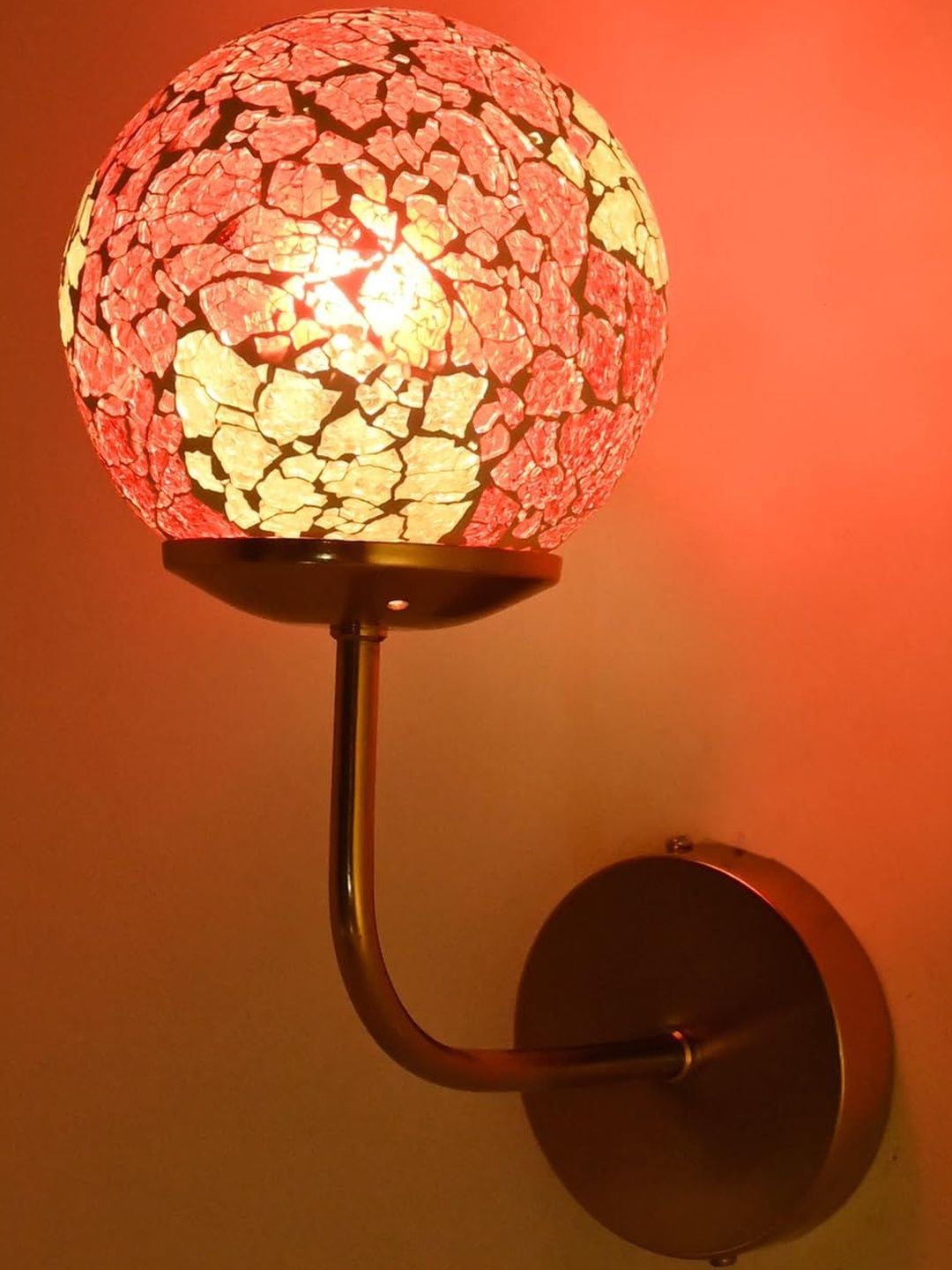 1ST TIME Red & White Printed Glass Traditional Cylinder Wall Lamps Wall Lamps