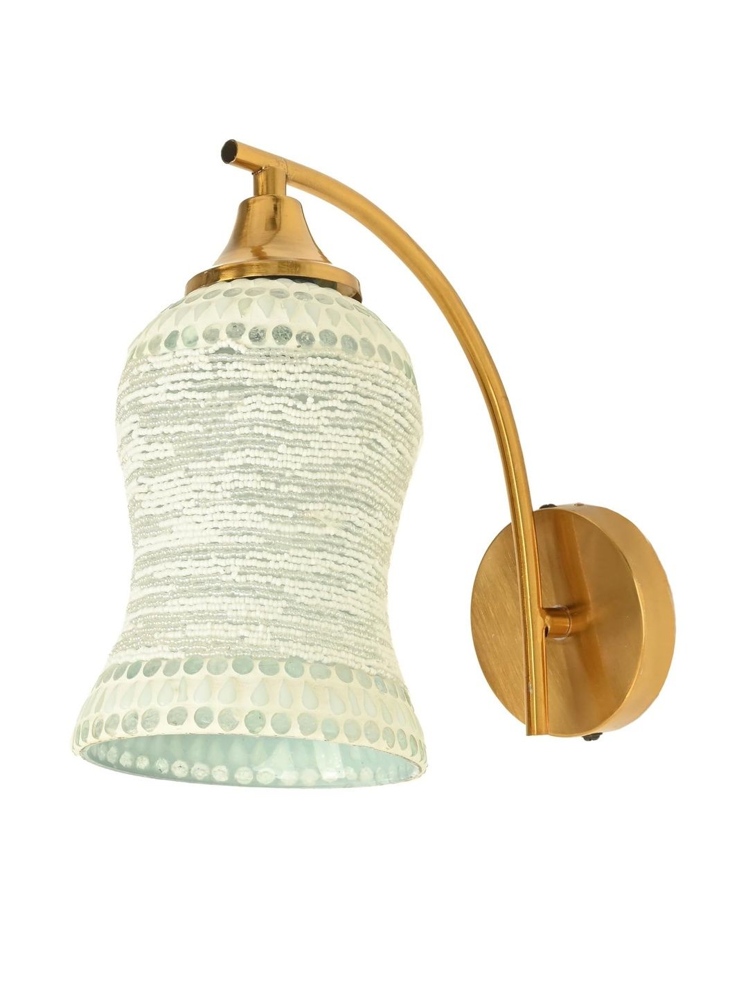 1ST TIME White & Blue Printed Glass Traditional Cylinder Shaped Wall Lamp